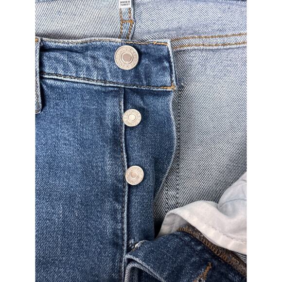 Re/Done Jeans 29 Womens 70s Ultra High Rise Stove Pipe Raw Hem Distressed - Picture 9 of 9